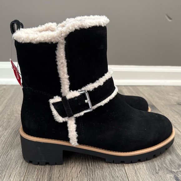 Blondo Margo Bootie Suede Waterproof Block Heel 10 Faux Fur Lining NEW - Picture 1 of 9